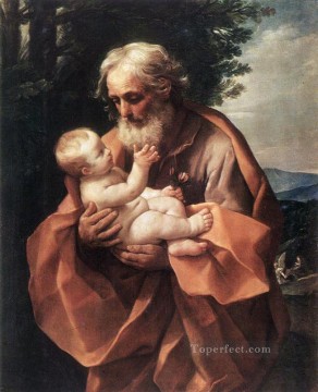 イエス Painting - 聖ヨセフと幼子イエス バロック様式のグイド・レーニ